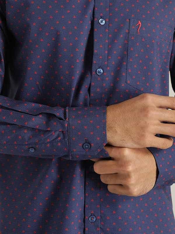 Indian Terrain Men All Over Print Navy Shirt